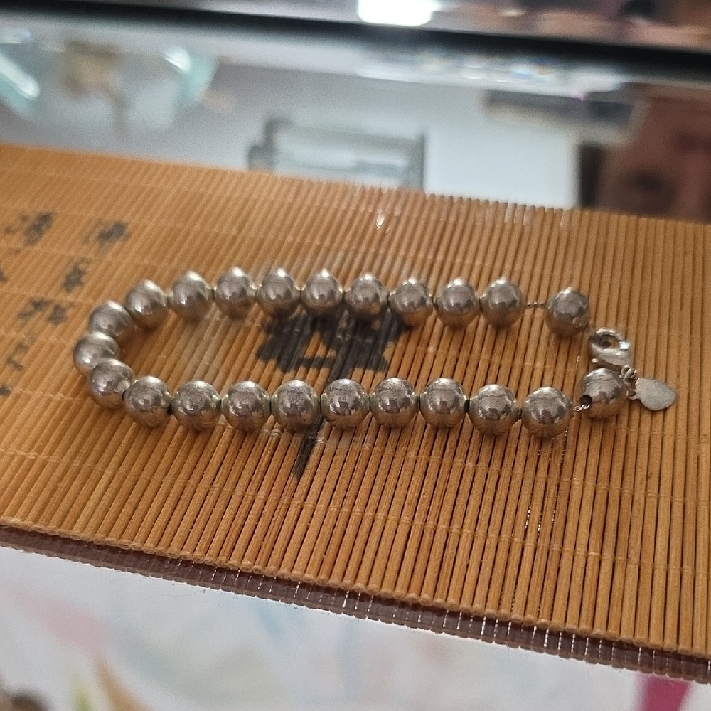 Sterling Silver Bead Bracelet - Women Jewelry Tiffany Inspired Feminine